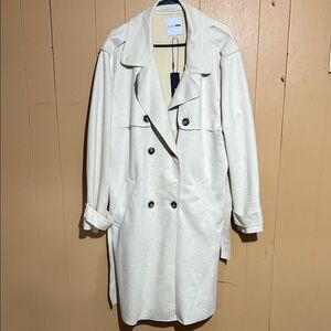 Fashion Nova Women's Cream Double-Breasted Pea Coat